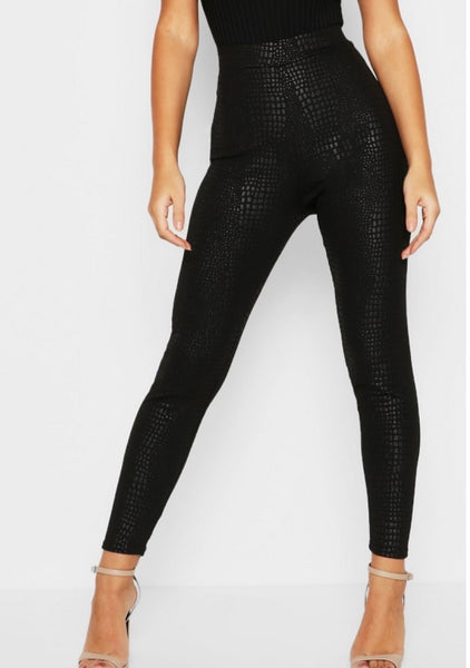 Snake leather leggings