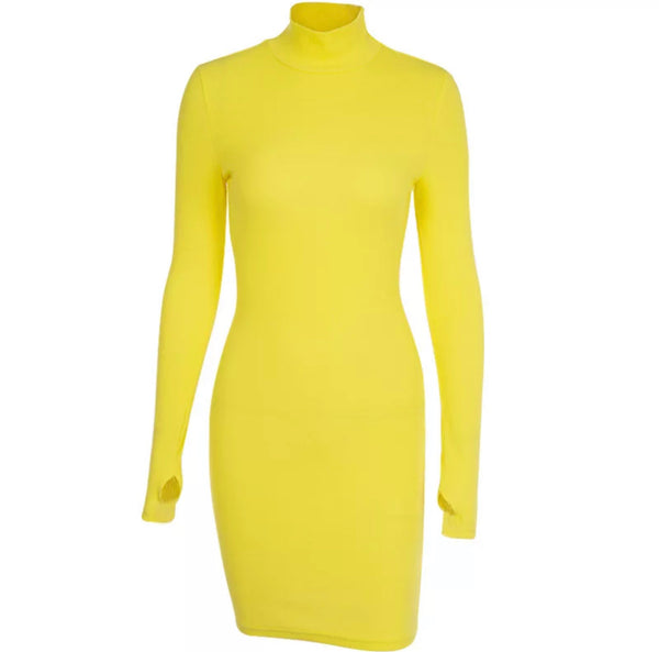 Yellow Turtle Neck Dress